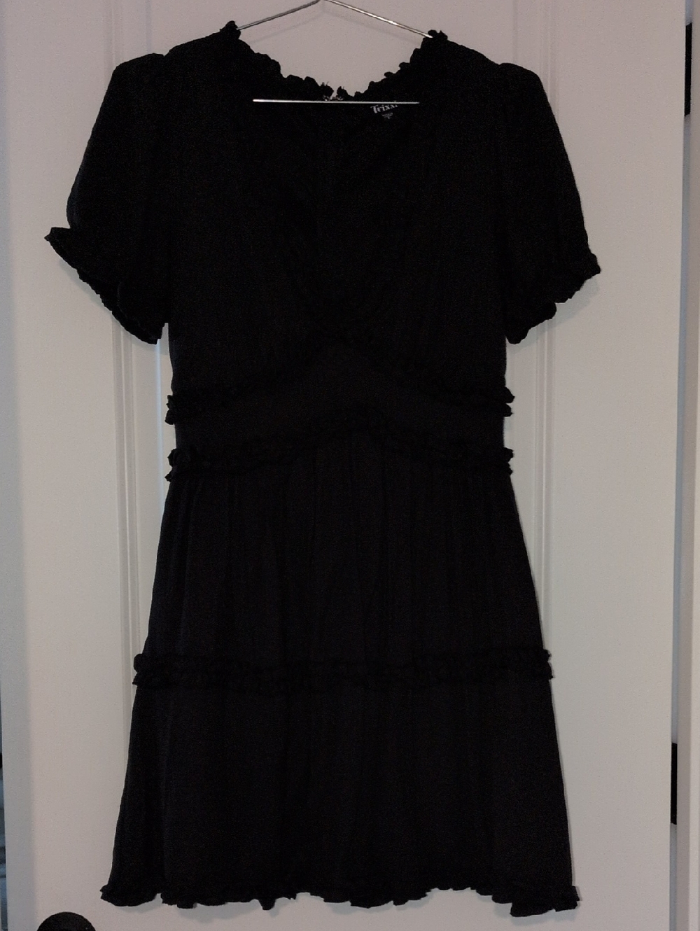 Trixxi Size Small Little Black Dress Short Ruffle Sleeve Mini